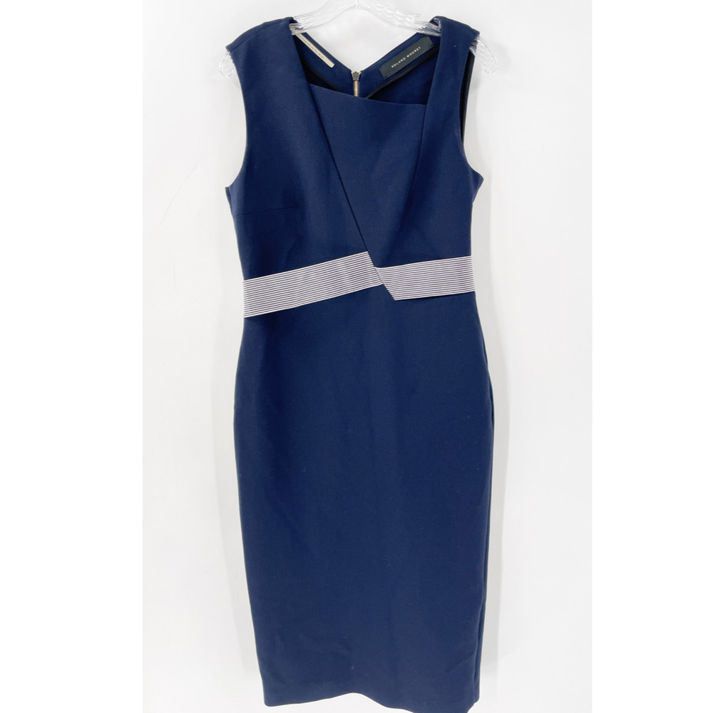 Roland Mouret Asymmetric Neck Sheath Dress Blue